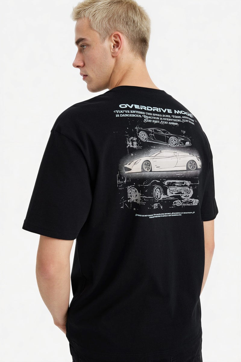 DeFacto Black Man Boxy Fit Crew Neck Short Sleeve T-Shirt Casual - Image 1